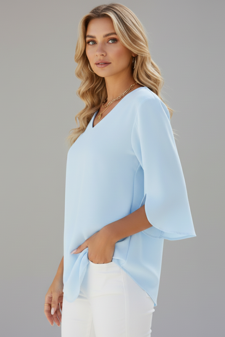 Mia | Chic White Blouse with Short Sleeves for Summer 1