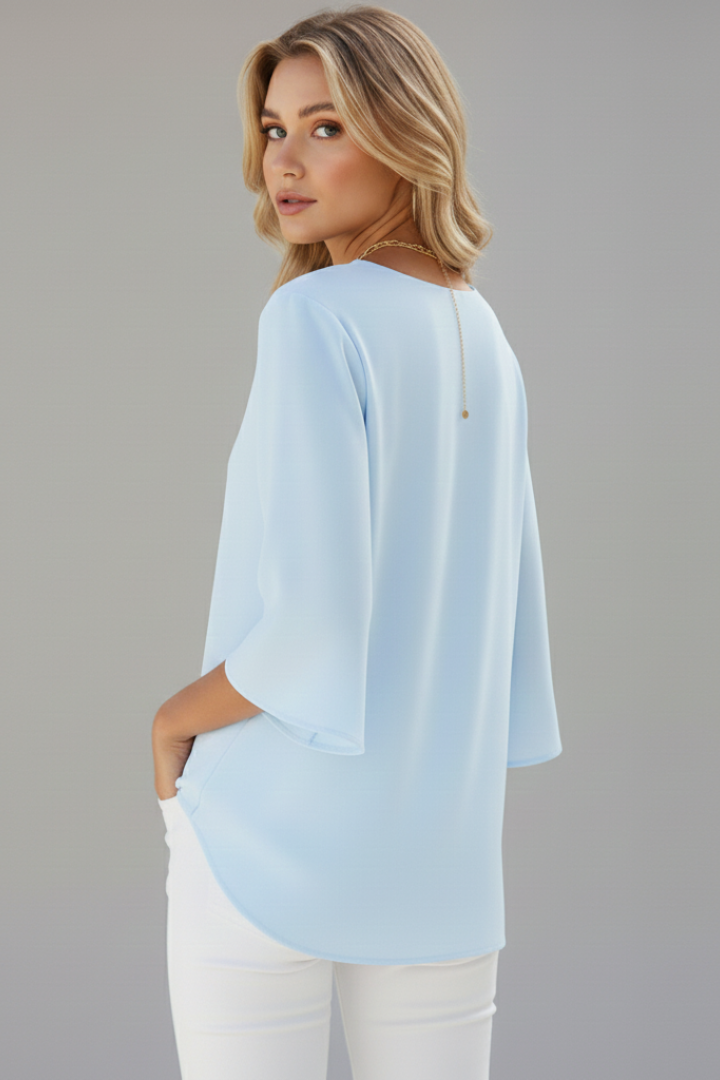 Mia | Chic White Blouse with Short Sleeves for Summer 2