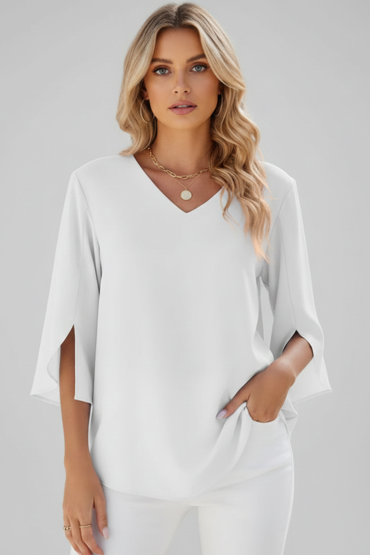 Mia | Chic White Blouse with Short Sleeves for Summer 4