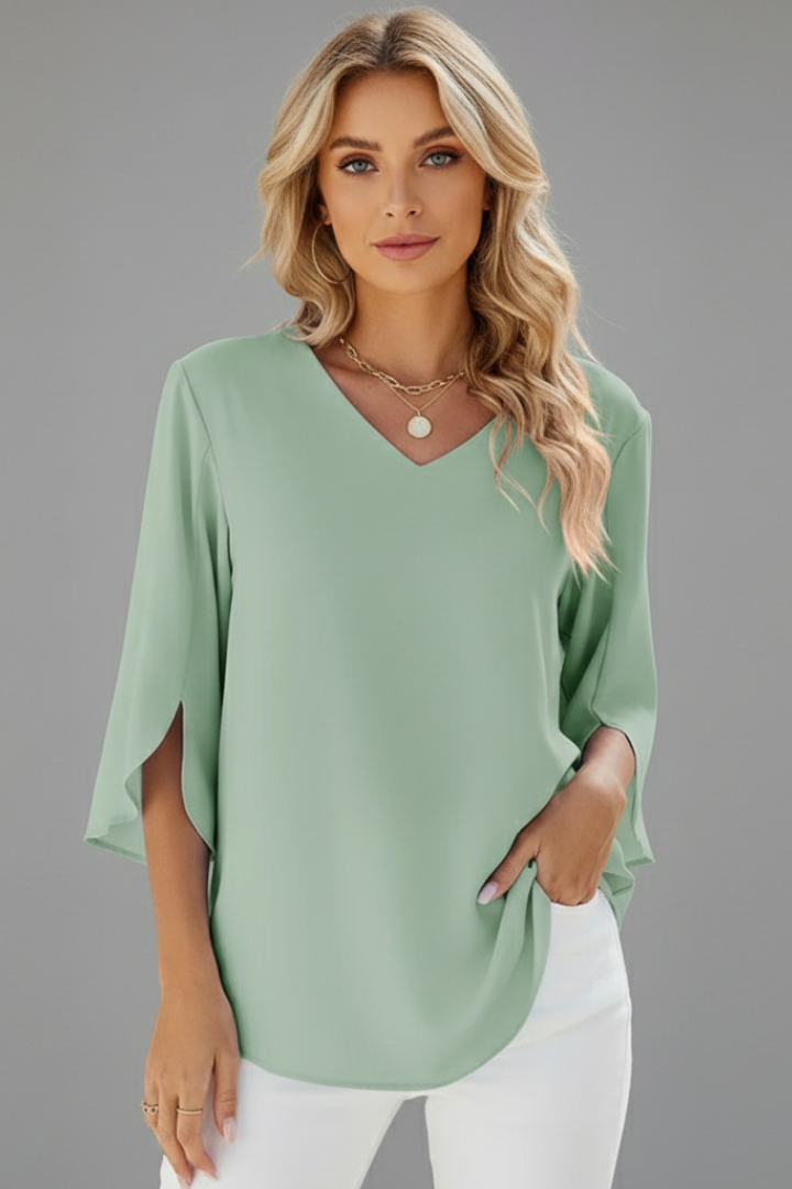 Mia | Chic White Blouse with Short Sleeves for Summer 8