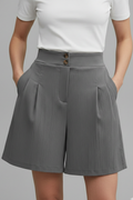 Mia | Classic High Waist Pleated Shorts 0
