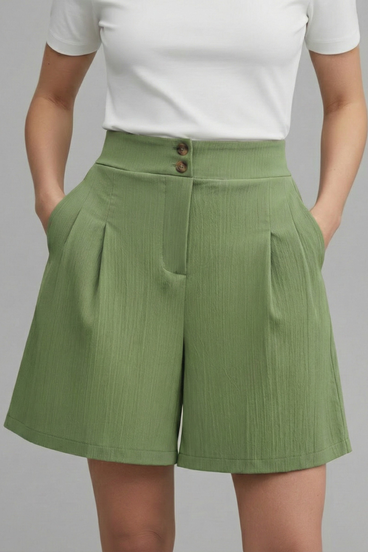 Mia | Classic High Waist Pleated Shorts 12
