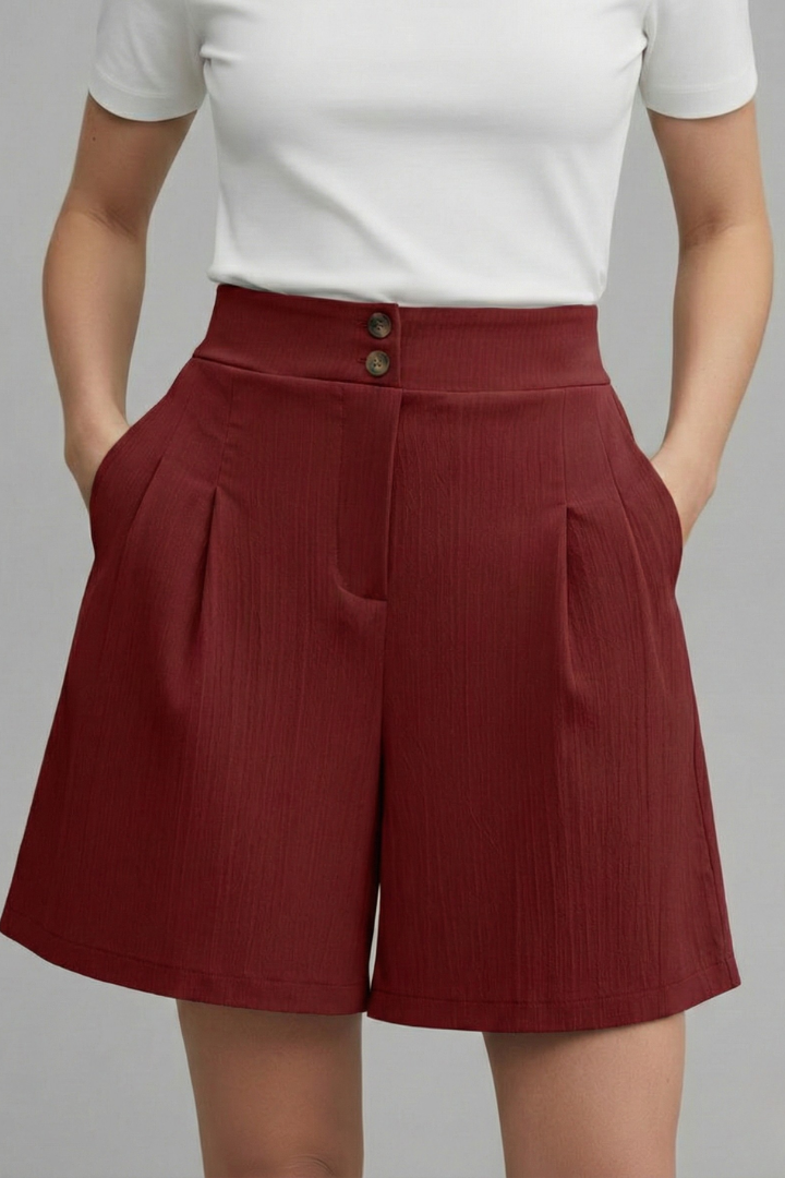 Mia | Classic High Waist Pleated Shorts 13