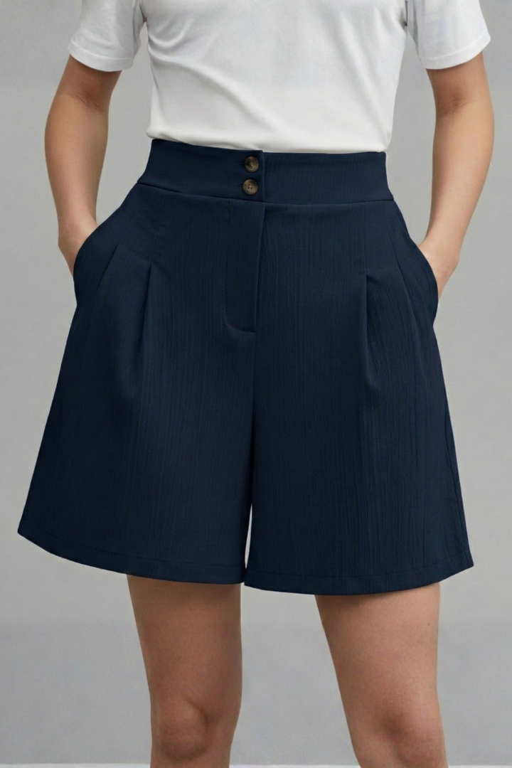 Mia | Classic High Waist Pleated Shorts 14