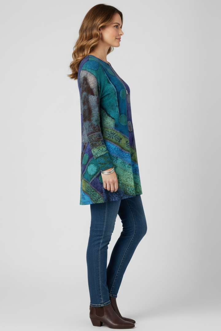 Mia | Colorful Casual Tunic Top with Ribbed Cuffs 1