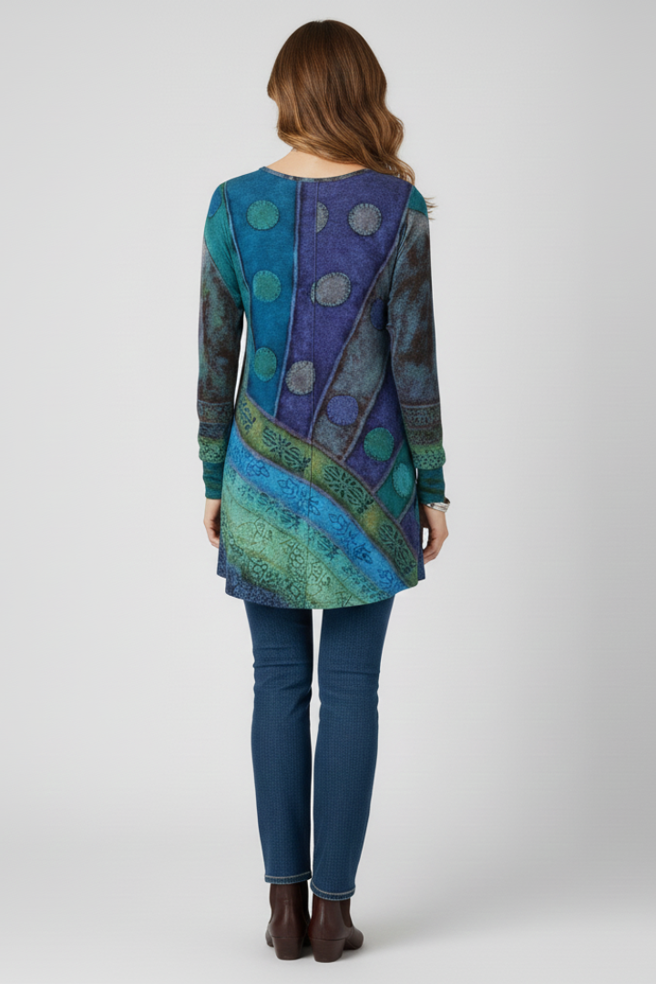 Mia | Colorful Casual Tunic Top with Ribbed Cuffs 3