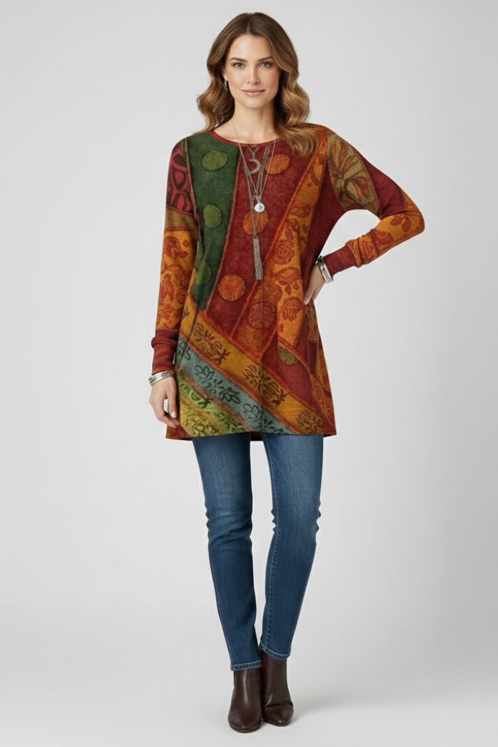 Mia | Colorful Casual Tunic Top with Ribbed Cuffs 4
