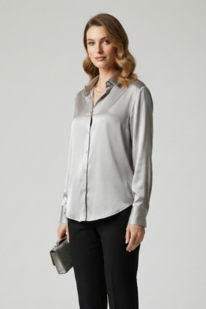 Mia | Elegant Button-Up Collared Shirt with Long Sleeves 1