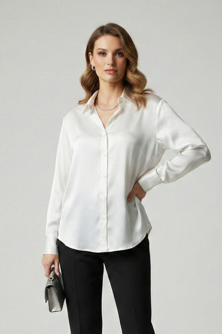 Mia | Elegant Button-Up Collared Shirt with Long Sleeves 6