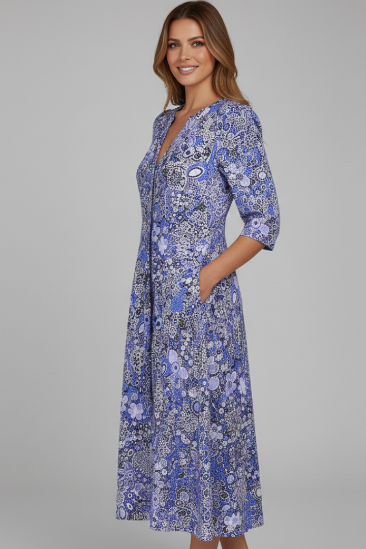 Mia | Elegant Casual Midi Dress with Three-Quarter Sleeves 1