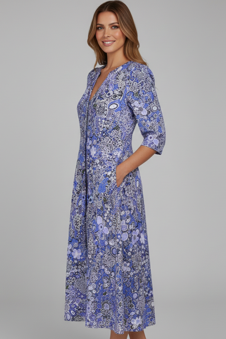 Mia | Elegant Casual Midi Dress with Three-Quarter Sleeves 2