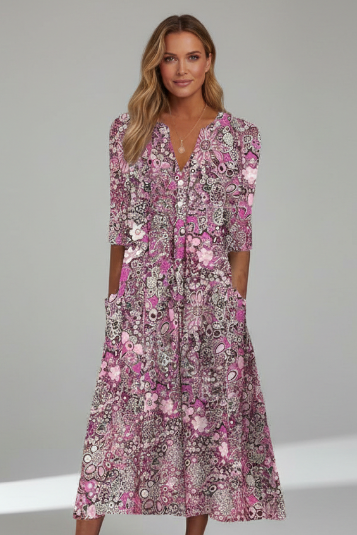Mia | Elegant Casual Midi Dress with Three-Quarter Sleeves 5