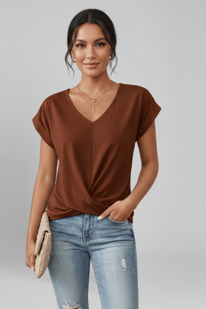Mia | Elegant Casual Pull-on Blouse with V-Neckline 5