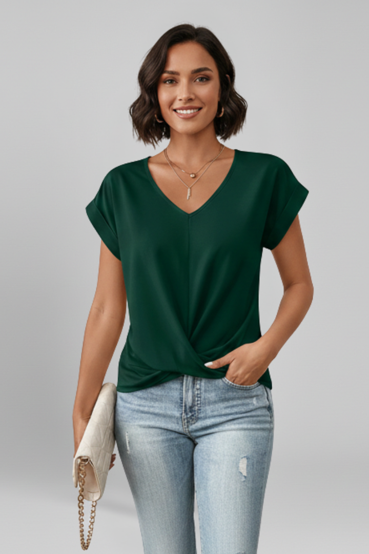 Mia | Elegant Casual Pull-on Blouse with V-Neckline 8