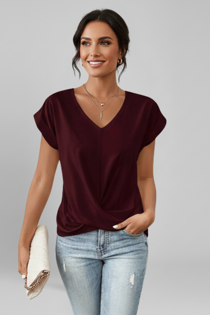 Mia | Elegant Casual Pull-on Blouse with V-Neckline 9