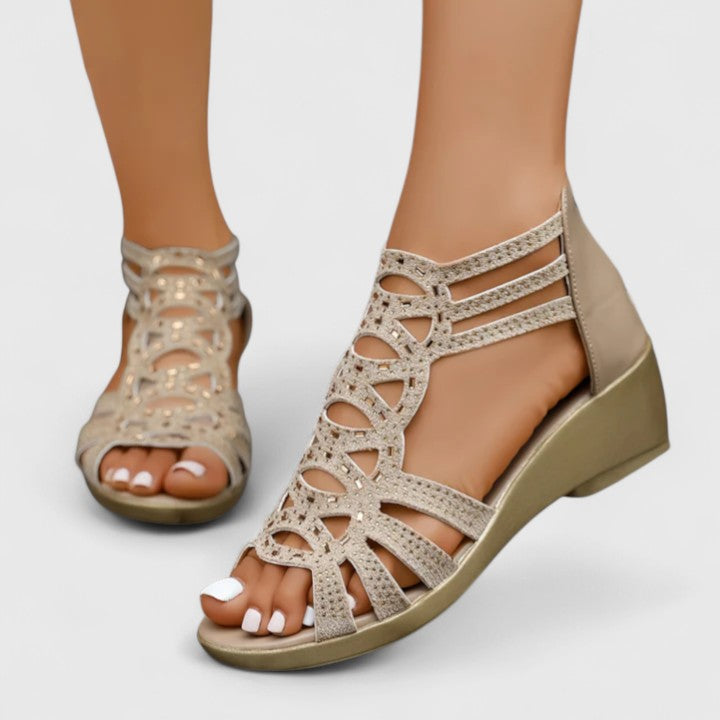 Mia | Elegant Crystal Studded Gladiator Wedge Sandal 3
