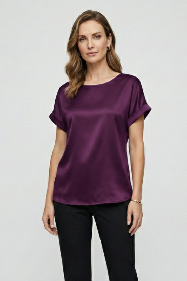 Mia | Elegant Drop-Shoulder Round Neck T-shirt 11