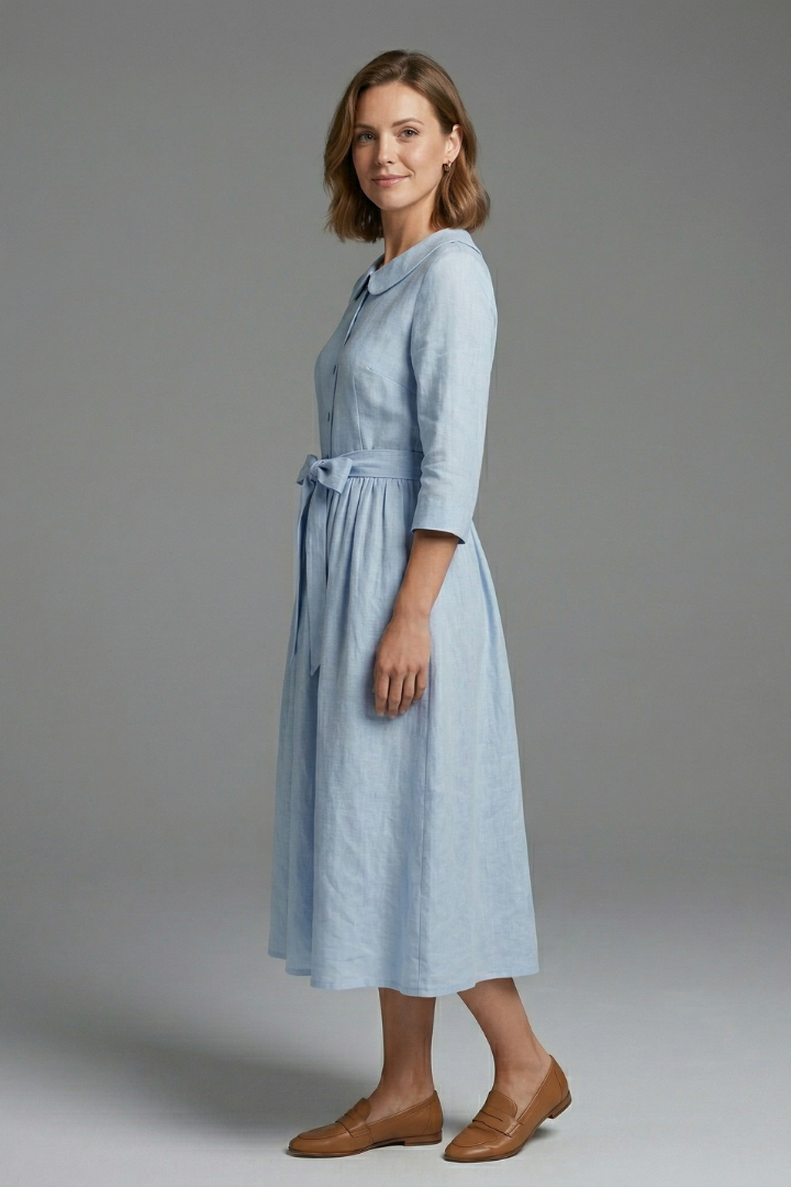 Mia | Elegant Flared Midi Dress with V-Neckline 1