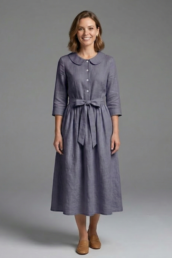 Mia | Elegant Flared Midi Dress with V-Neckline 10