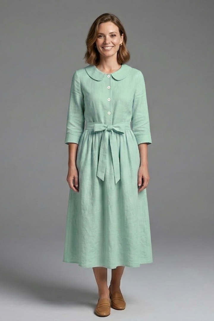 Mia | Elegant Flared Midi Dress with V-Neckline 6