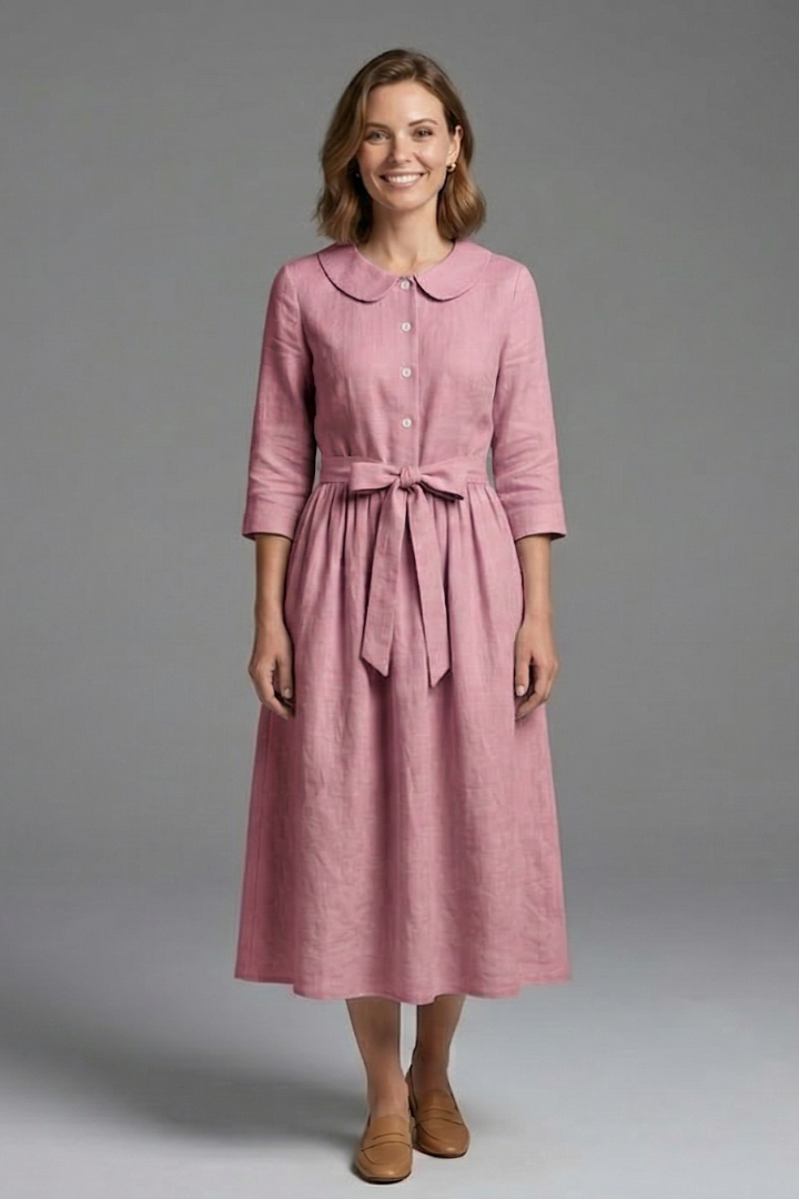 Mia | Elegant Flared Midi Dress with V-Neckline 7