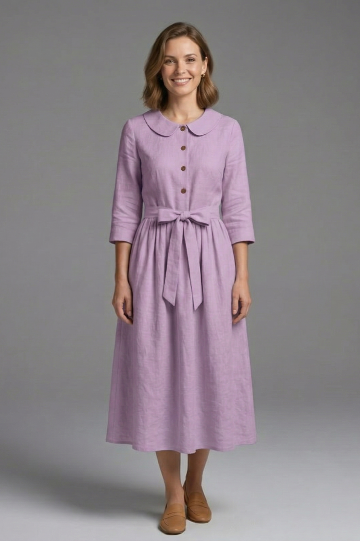 Mia | Elegant Flared Midi Dress with V-Neckline 8
