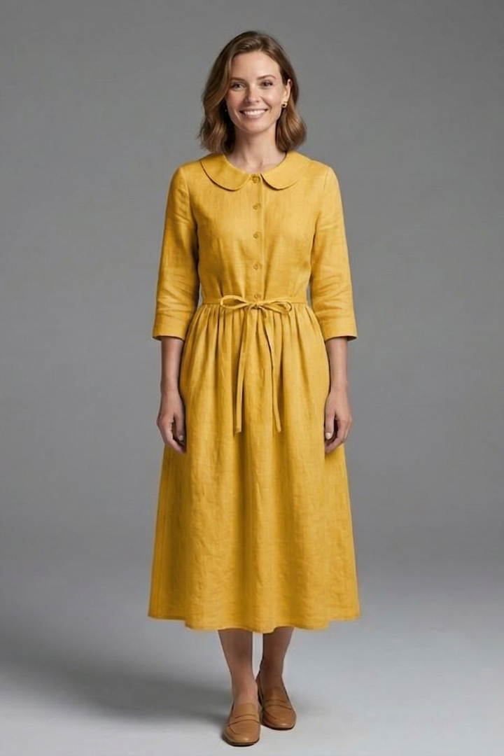 Mia | Elegant Flared Midi Dress with V-Neckline 9
