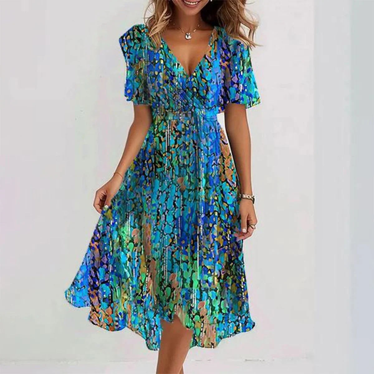 Mia | Elegant Floral Wrap Summer Dress 1