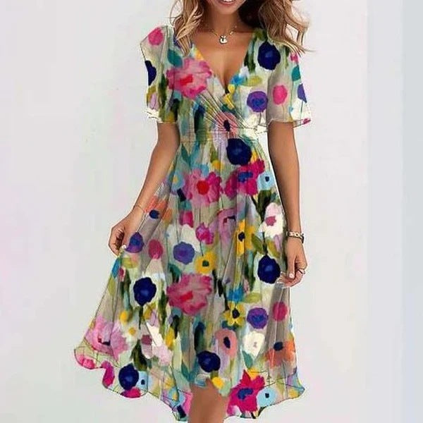 Mia | Elegant Floral Wrap Summer Dress 2