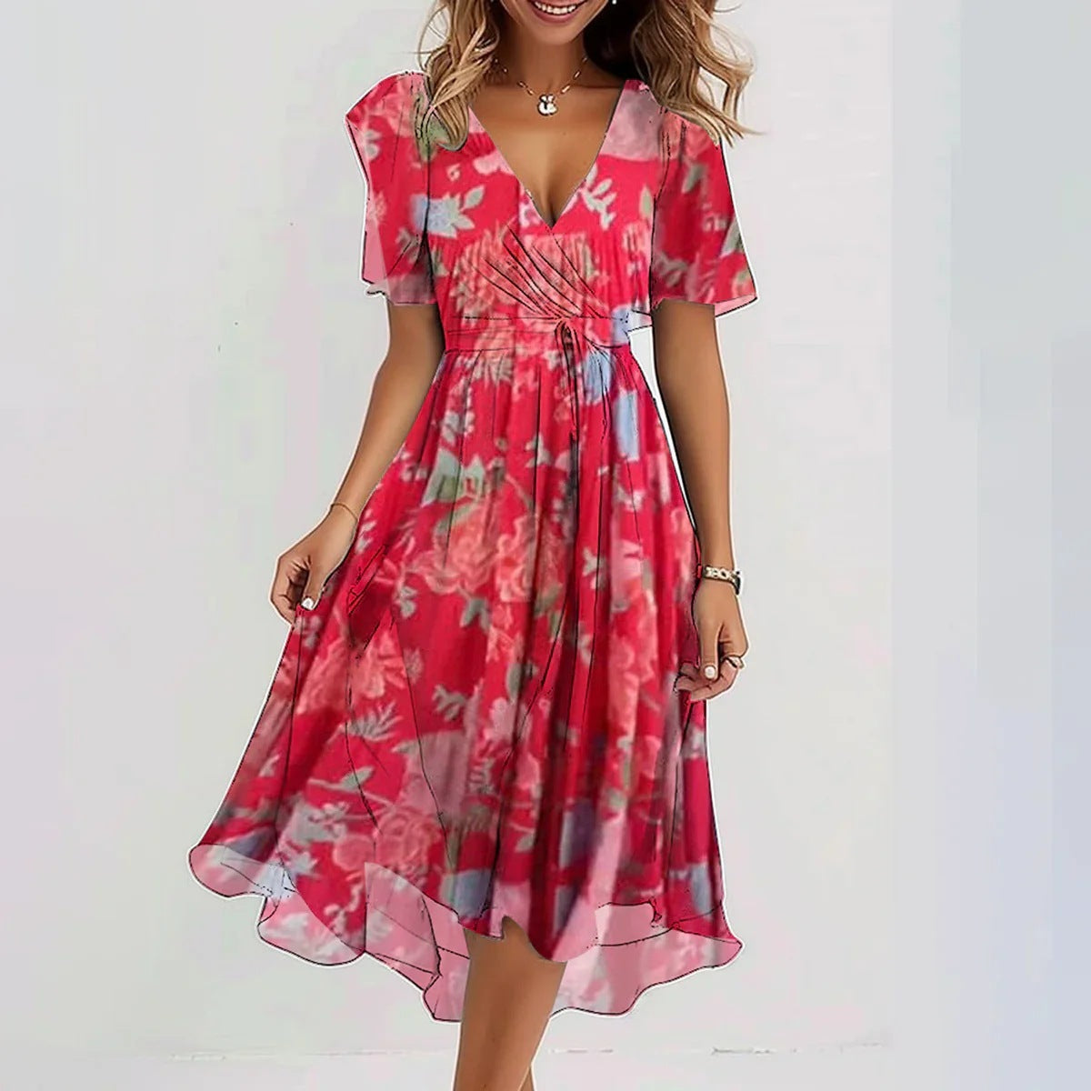 Mia | Elegant Floral Wrap Summer Dress 3