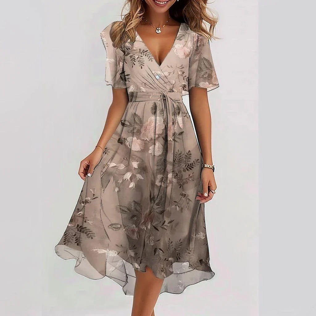 Mia | Elegant Floral Wrap Summer Dress 4