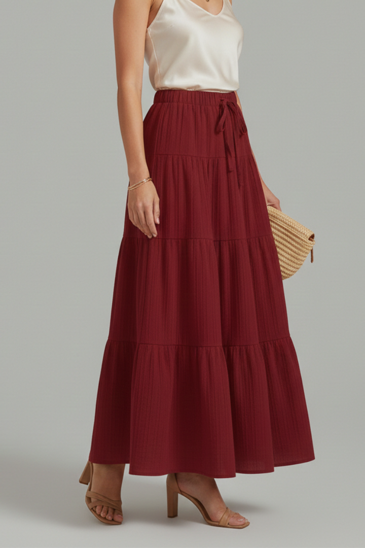 Mia | Elegant Flowing Tiered Maxi Skirt with Elastic Waist 1