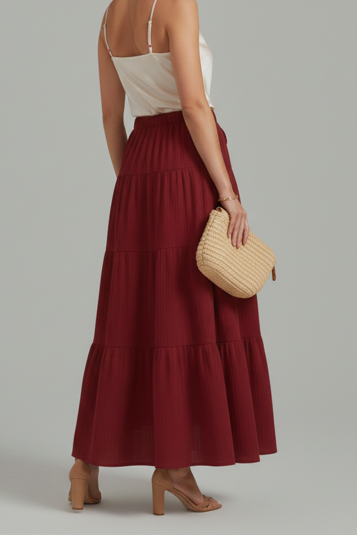 Mia | Elegant Flowing Tiered Maxi Skirt with Elastic Waist 2