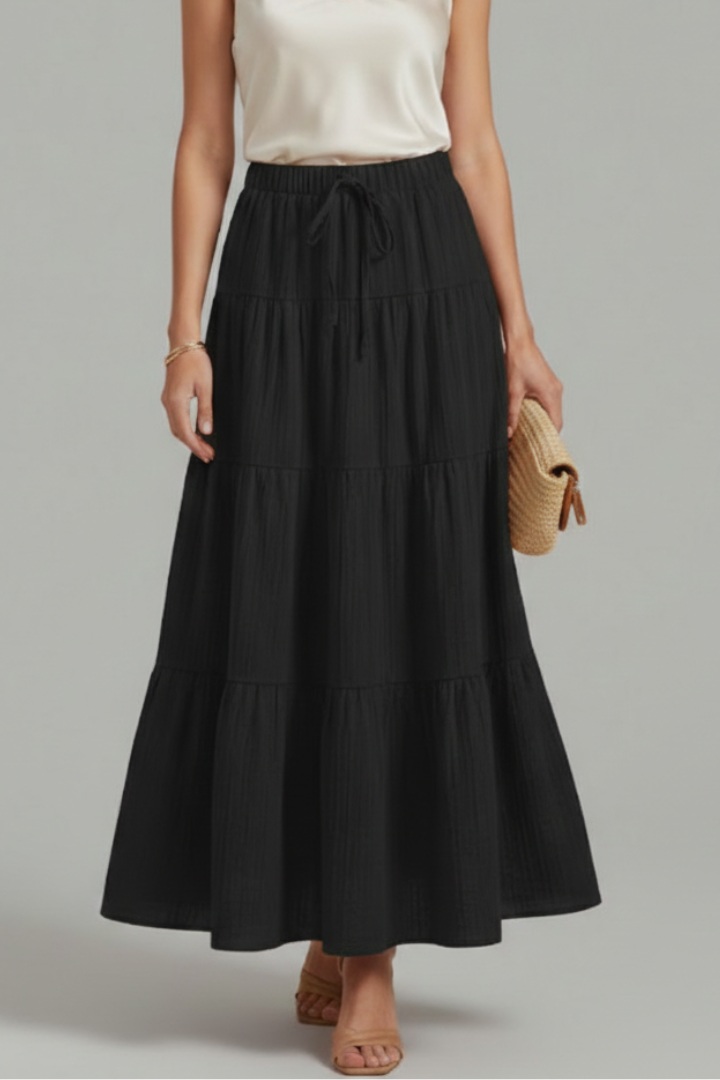 Mia | Elegant Flowing Tiered Maxi Skirt with Elastic Waist 3