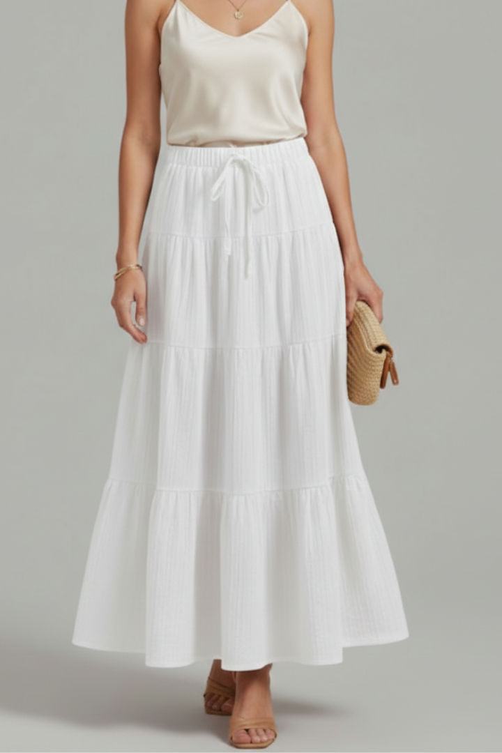 Mia | Elegant Flowing Tiered Maxi Skirt with Elastic Waist 4