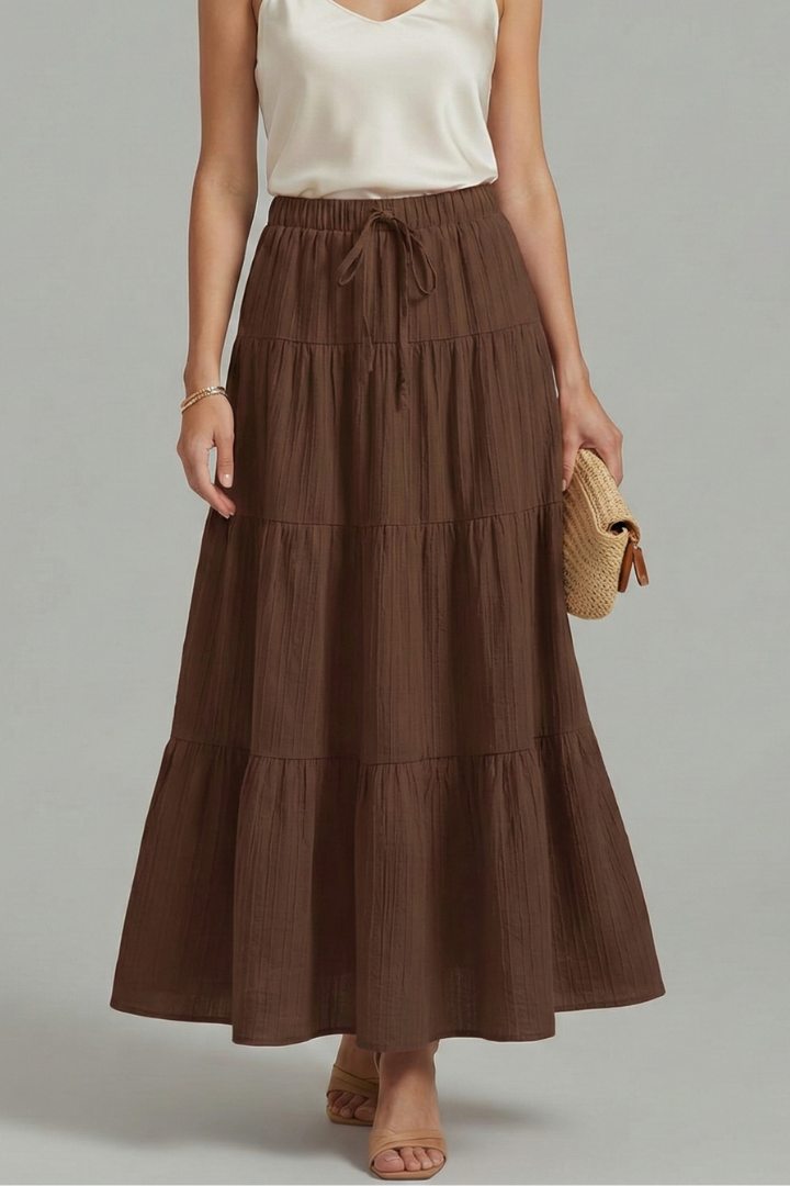Mia | Elegant Flowing Tiered Maxi Skirt with Elastic Waist 5