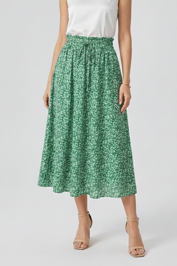 Mia | Elegant High-Rise Midi Skirt with Adjustable Drawstring 3
