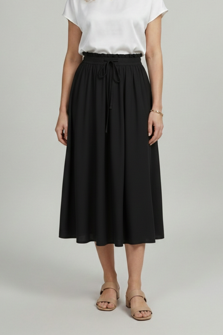 Mia | Elegant High-Rise Midi Skirt with Adjustable Drawstring 4