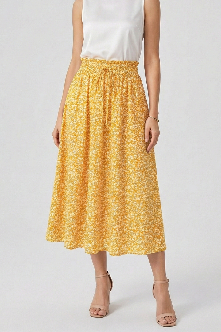 Mia | Elegant High-Rise Midi Skirt with Adjustable Drawstring 6