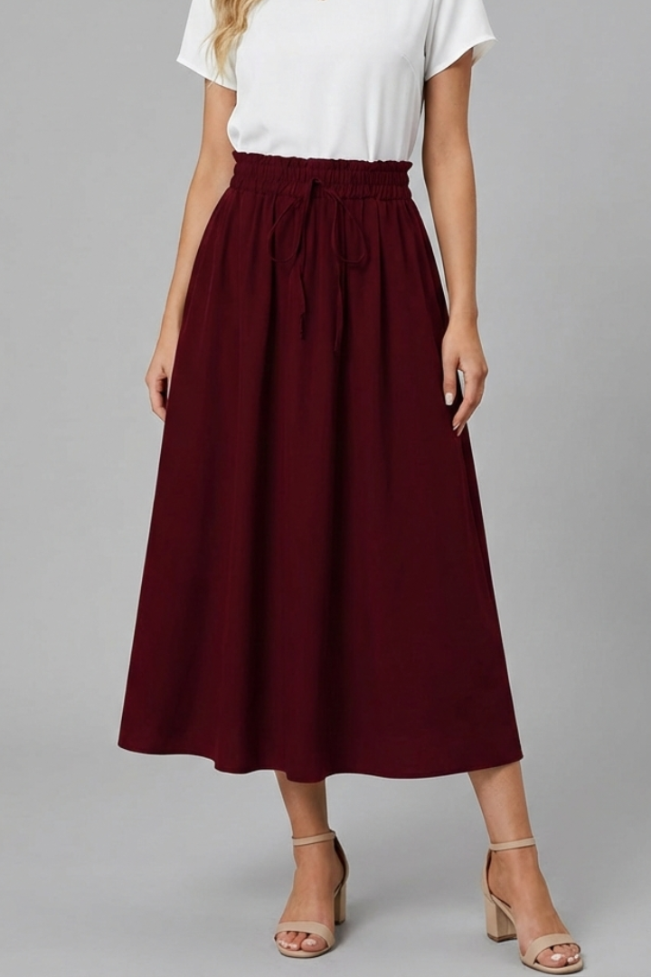 Mia | Elegant High-Rise Midi Skirt with Adjustable Drawstring 7