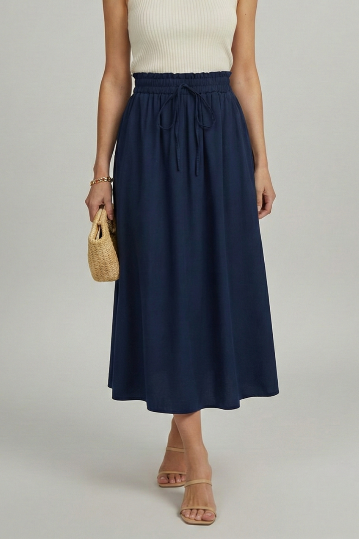 Mia | Elegant High-Rise Midi Skirt with Adjustable Drawstring 8
