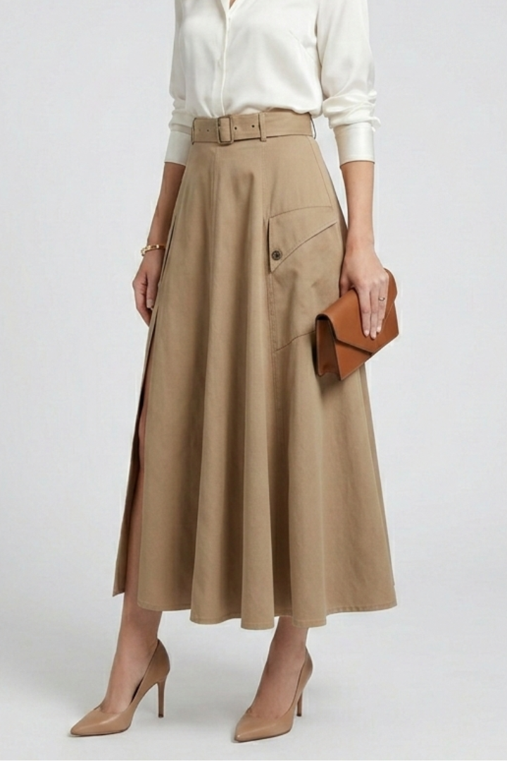 Mia | Elegant High Slit Maxi Skirt with Pockets 2