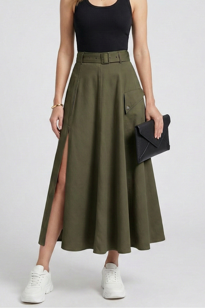 Mia | Elegant High Slit Maxi Skirt with Pockets 3