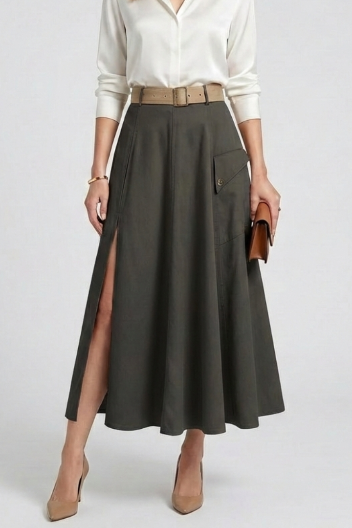 Mia | Elegant High Slit Maxi Skirt with Pockets 4