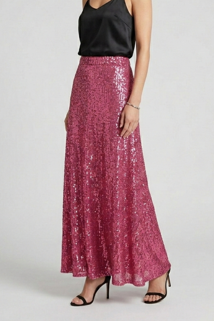Mia | Elegant Shimmering Sequin Maxi Skirt 0
