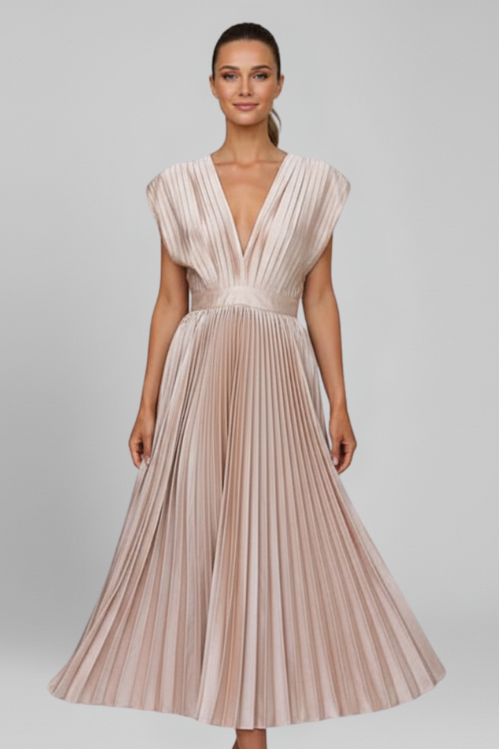 Mia | Elegant Sleeveless Pleated Midi Dress 4