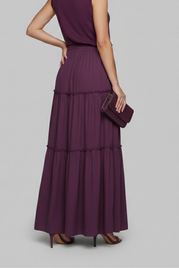 Mia | Elegant Tiered Maxi Skirt with Stretchy Waistband 2