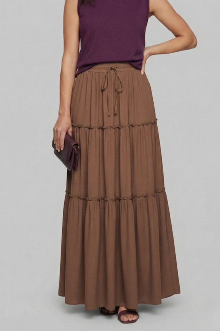 Mia | Elegant Tiered Maxi Skirt with Stretchy Waistband 4