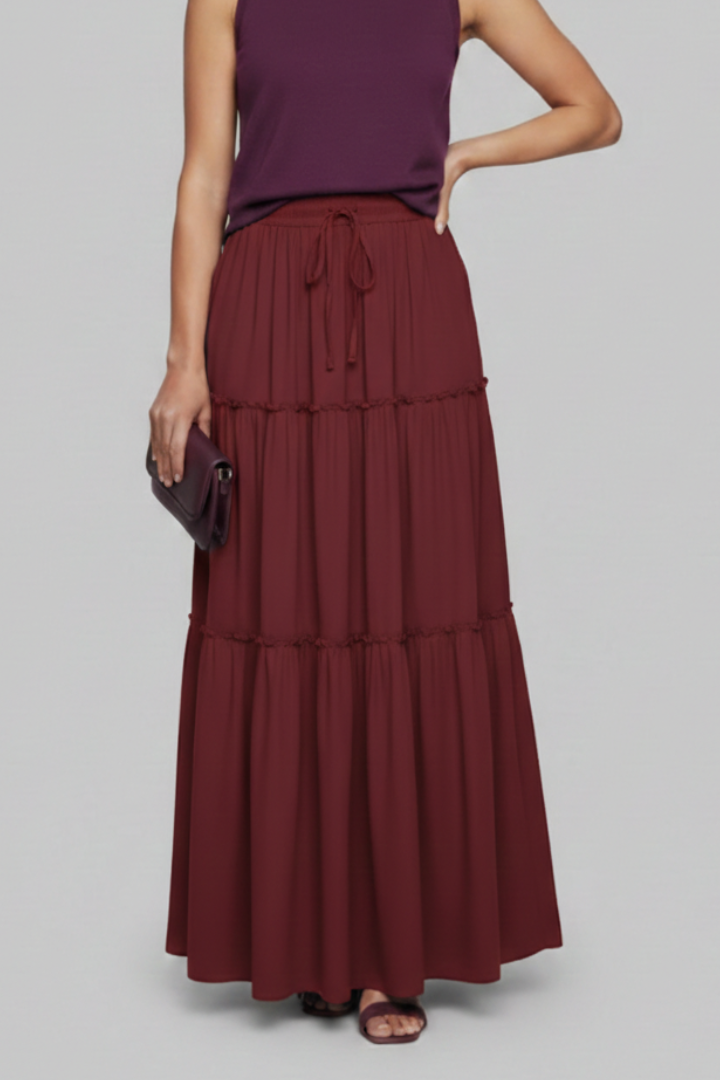 Mia | Elegant Tiered Maxi Skirt with Stretchy Waistband 5