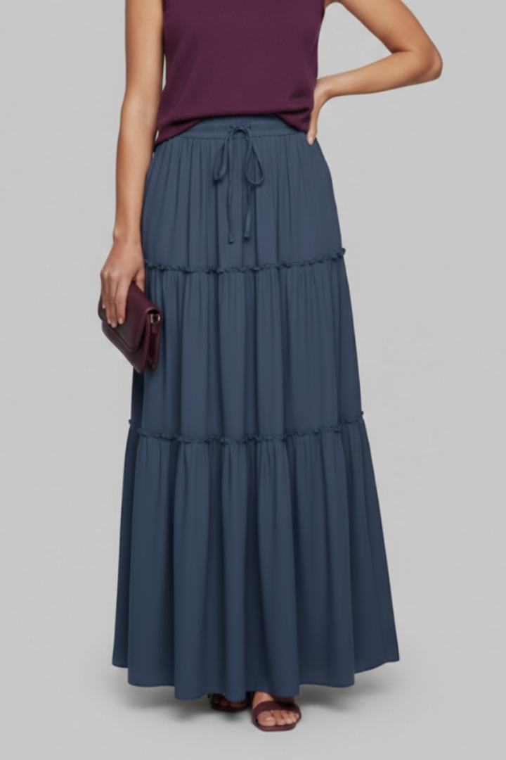 Mia | Elegant Tiered Maxi Skirt with Stretchy Waistband 6